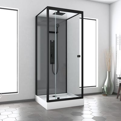 Cabine de douche hydromassante profilé noir noir mat 90x90x215 cm Trendy Square AURLANE