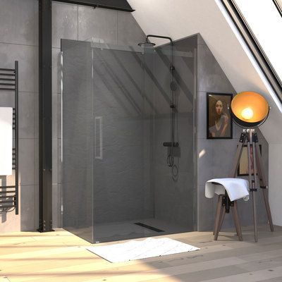 Côté fixe verre pour porte de douche Rolling Chrome profilé chromé 90 x 200 cm AURLANE