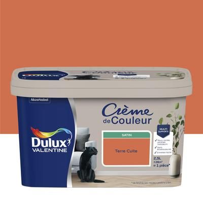 Peinture crème de couleur satin terre cuite 2,5L - DULUX VALENTINE