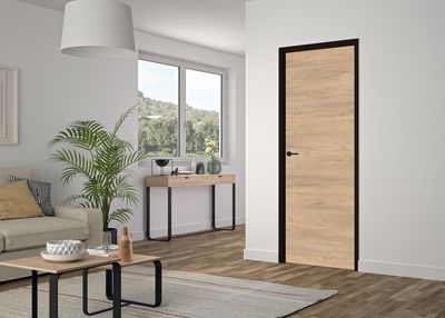 Bloc-porte intérieur réversible RIO huisserie noire H.204 x l.73 cm OPTIMUM