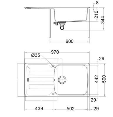 Évier de cuisine à encaster 1 bac XL avec égouttoir stone Azur FRANKE