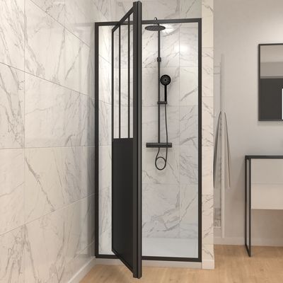 Porte de douche pivotante Fabrik noire 80 x 200 cm AURLANE