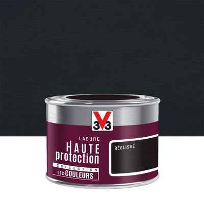 Lasure bois Haute Protection intérieure extérieure couleur réglisse 125 ml V33