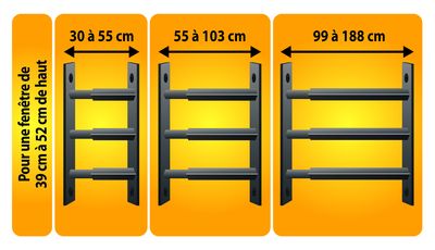 Grille de défense téléscopique de 30 à 55 cm 3 barreaux MOTTEZ