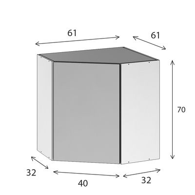 Caisson cuisine haut d'angle blanc L 60 x H 70 cm OFITRES