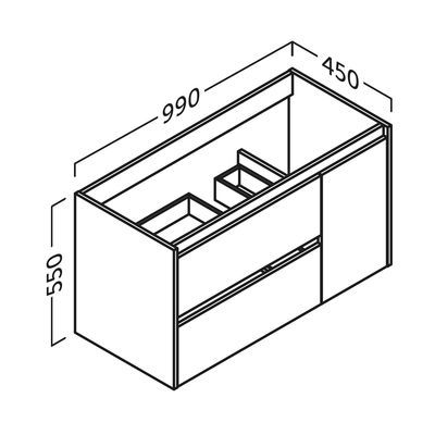 Caisson 2 tiroirs + 1 porte Thana blanc 100 cm