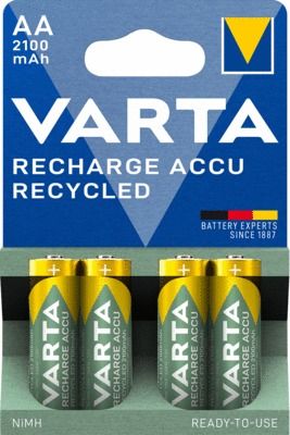 Piles rechargeables recyclées LR6 AA 2100 mah par 4 VARTA