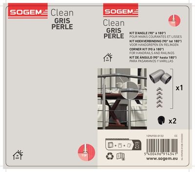 Jonction d'angle pour garde-corps alu gris perle x6 SOGEM