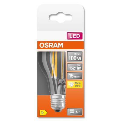 Ampoule LED E27 Retrofit 10W = 1521 lumens blanc chaud Led Star OSRAM