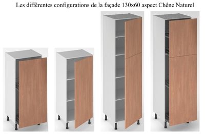 Façade de cuisine 1 porte chêne naturel 130 x 60 cm pour meuble colonne