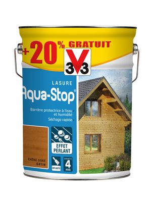 Lasure bois Aqua-Stop® protection intérieure et extérieure chêne doré 5 l + 20 % V33