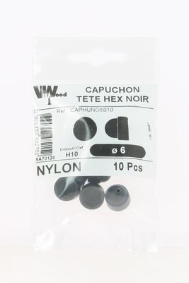 Capuchons tête hexagonale plastique noir M6 par 10 VISWOOD