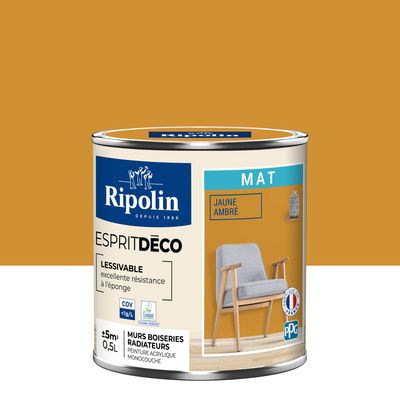 Peinture Intérieure Couleur - Mat - 0,5L - Jaune Ambré - RIPOLIN