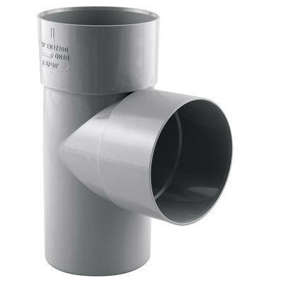 Culotte PVC Mâle Femelle 87 ° diamètre 80 mm gris INTERPLAST