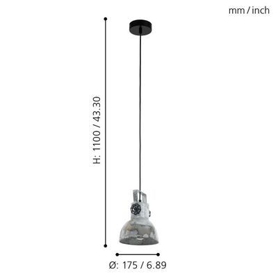 Suspension zinc usé E27 40W Ø17,5 cm BARNSTAPLE - EGLO