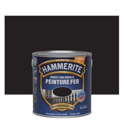 Peinture fer extérieur direct sur rouille finition martelé noir 2,5 l HAMMERITE