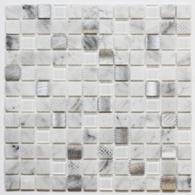 Mosaïque multi matière Sauge blanc 30 x 30 cm MAT INTER