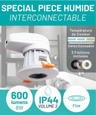 Spot encastrable LED blanc 600 lumens multifonction