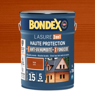 Lasure 2 en 1 haute protection 5 ans teck 5 l BONDEX