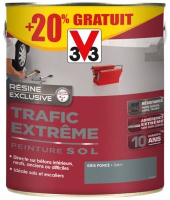 Peinture de sol trafic extrême gris foncé 2,5 l + 20% gratuit V33