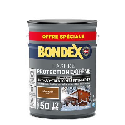 Lasure protection extrême 12 ans chêne moyen format spécial 6 l BONDEX