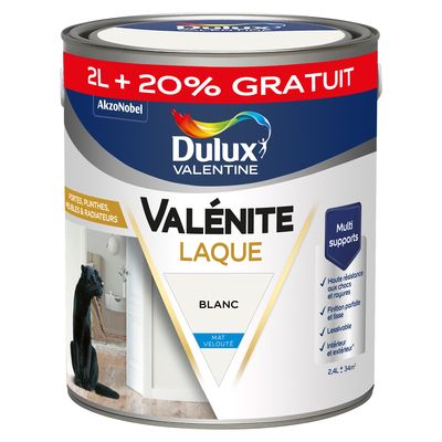 Peinture Boiseries Laque Acrylique Valénite Blanc Mat 2 L+20% - DULUX VALENTINE