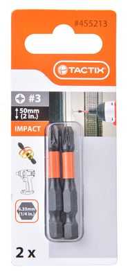 Embouts de vissage Impact Pozidriv diamètre 3 x L 50 mm Chantier par 2 TACTIX