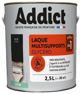 Laque Multisupports Satin 2.5 L noir Ral 9005 ADDICT