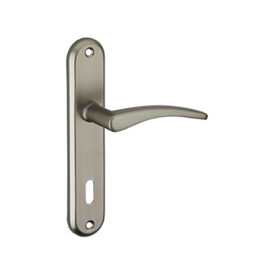 Ensemble poignée de porte Vesta nickel satiné  165 mm à clé