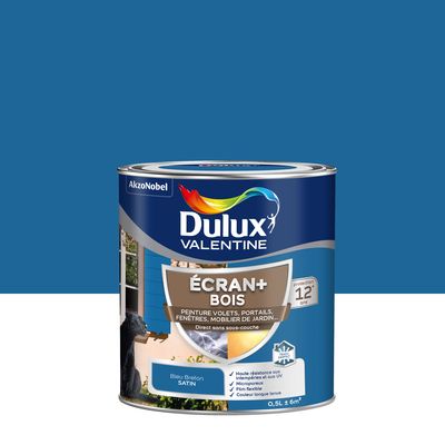 Peinture Ecran+ Bois  Satin Bleu Breton 0,5 L - DULUX VALENTINE