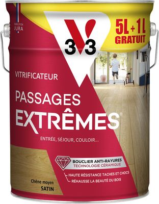 Vitrificateur Passages extrêmes® chêne moyen satin 5 l + 20 % gratuit - V33