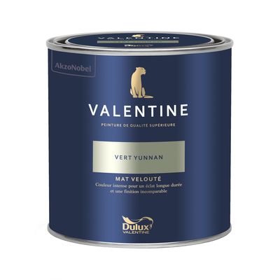 Peinture Valentine Mat Velouté Vert Yunnan 0,5L - DULUX VALENTINE