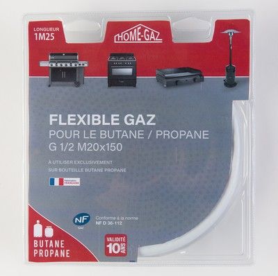 Flexible pour gaz butane / propane 1,25 m validité 10ans HOME-GAZ