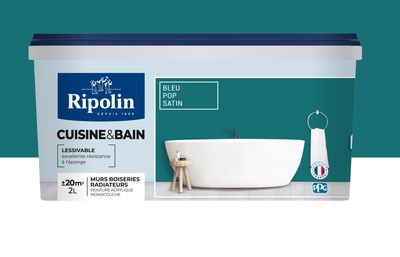 Ripolin-Peinture Cuisine et Salle de Bain-Satin-2L-Bleu Pop