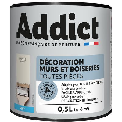 Peinture décoration Murs et Boiseries MAT 0.5 L ficelle - ADDICT