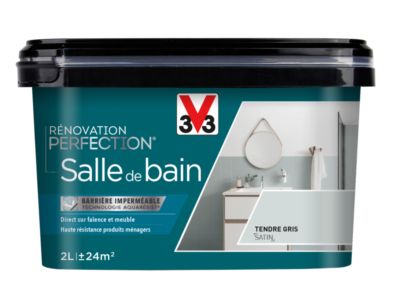 Peinture de rénovation pour salle de bains tendre gris finition satinée 2 l V33