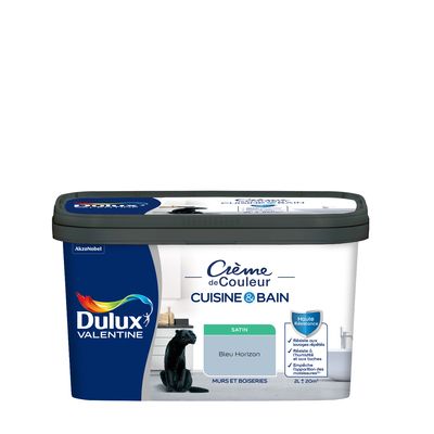 Peinture Crème de Couleur Cuisine et Bain Satin Bleu Horizon 2 L