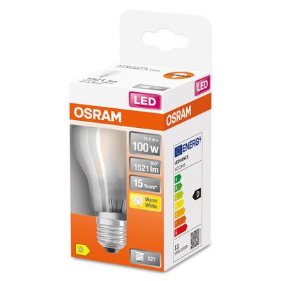 Ampoule LED E27 dépolie 10 W=1521 lumens blanc chaud OSRAM