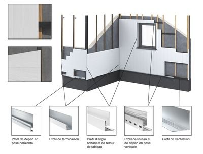 Profilé d'angle extérieur et de retour de tableau alu pour bardage Hardie Plank VL - brume du matin - 3,00 M