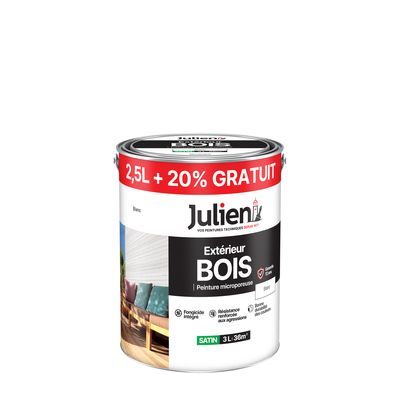 Peinture bois blanc satin 2,5 l + 20 % JULIEN