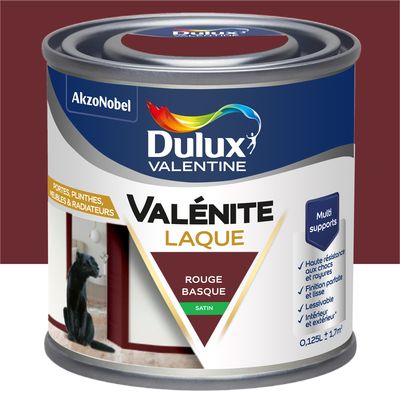 Peinture Boiseries Laque Acrylique Valénite Rouge Basque Satin 125 ML - DULUX VALENTINE