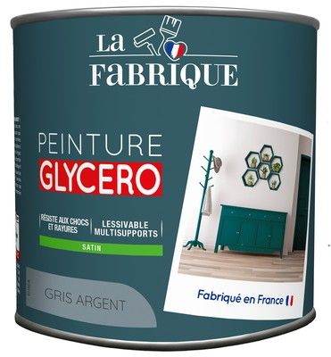 Peinture glycero Gris Argent satin 500 ml - LA FABRIQUE