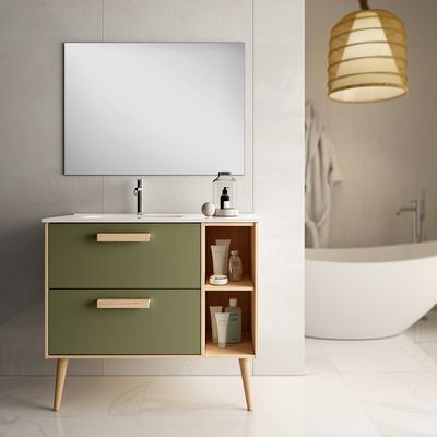 Meuble de salle de bains vert / blanc L 80 cm Malmoe EGORE