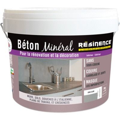 Enduit décoration béton minéral gris clair 6 kg RESINENCE