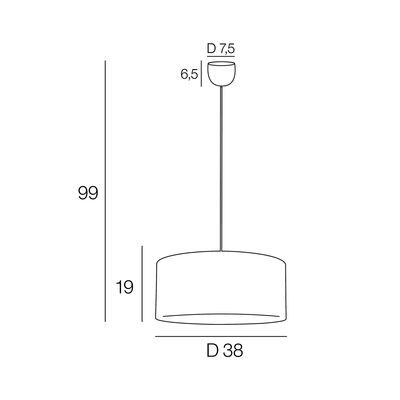 Suspension lin noir E27 100W Ø38 cm KHAO - COREP