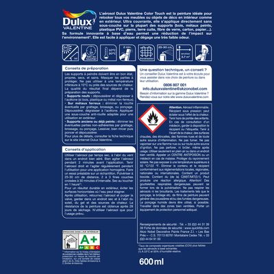 Aérosol de peinture Color Touch maxi blanc RAL 9010 mat 600 ml - DULUX VALENTINE