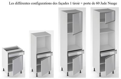 Porte et façade tiroir pour meuble bas de cuisine Jade nuage 70 x 60 cm OFITRES