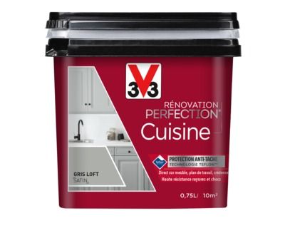 Peinture de rénovation cuisine finition satinée gris loft 750 ml V33