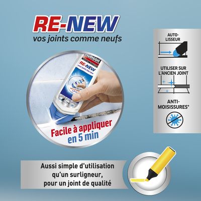 Mastic rénovation d'étanchéité cuisine et bains Re-new blanc 100 ml - RUBSON