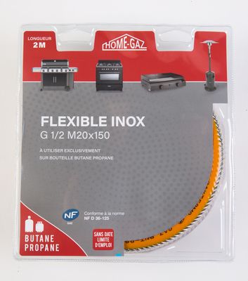 Flexible inox pour gaz butane / propane 2 m validité illimitée HOME-GAZ